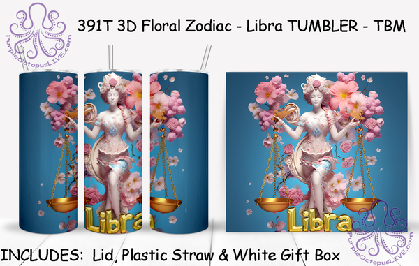 391T 3D Floral Zodiac TUMBLER - TBM ASSORTED