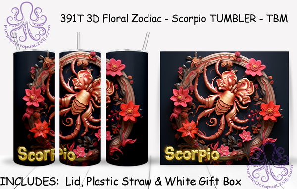 391T 3D Floral Zodiac TUMBLER - TBM ASSORTED