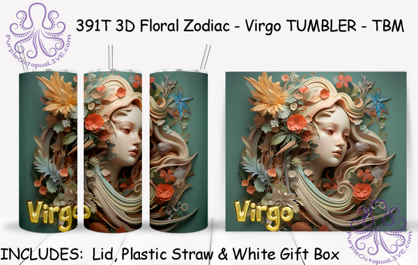 391T 3D Floral Zodiac TUMBLER - TBM ASSORTED