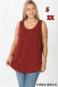 4007 0/0S Round Neck & Hem TOP in FIRED BRICK JV-KO