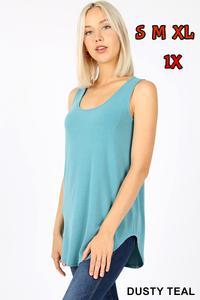 4013 0/0S Round Neck & Hem TOP in DUSTY TEAL JV-T93A