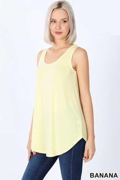 4102 0/0S Round Neck & Hem TOP in BANANA JV-N113A