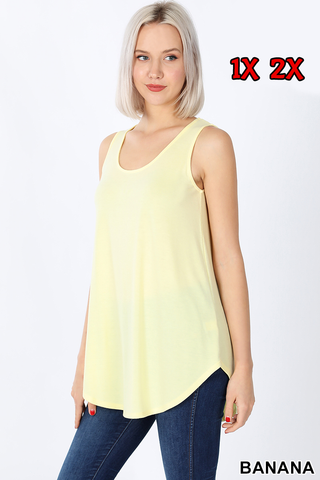 4102 0/0S Round Neck & Hem TOP in BANANA JV-N113A