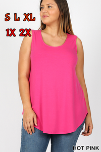 4103 0/0S Round Neck & Hem TOP in HOT PINK JV-M82B