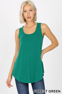 4105 0/0S Round Neck & Hem TOP in FOREST GREEN JV-T32B