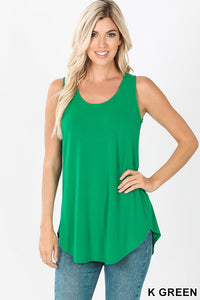 4107 0/0S Round Neck & Hem TOP in KELLY GREEN JV-N142B