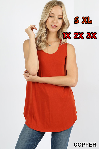 4108 0/0S Round Neck & Hem TOP in COPPER JV-C37C