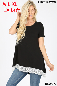 4136 1/4S Front Lace Bottom HiLo TOP in BLACK JV-F27C