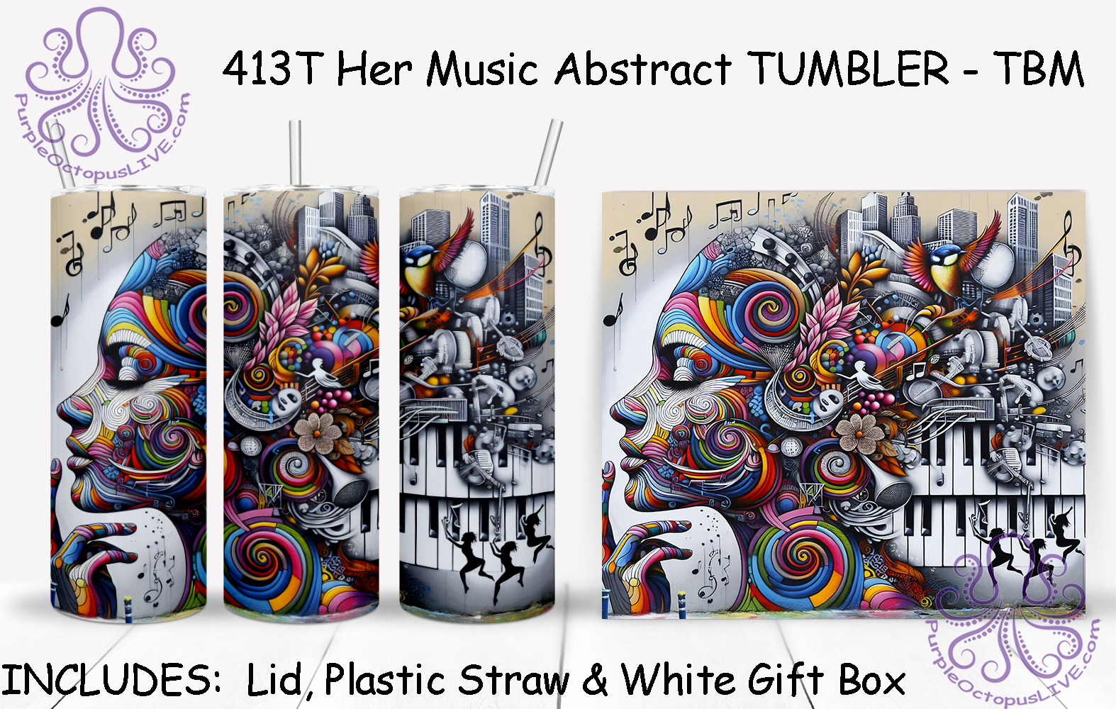 413T Her Music Abstract TUMBLER - TBM