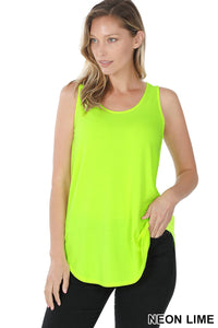 4251 0/0S Round Neck & Hem TOP in NEON LIME JV-T16B