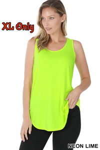 4251 0/0S Round Neck & Hem TOP in NEON LIME JV-T16B