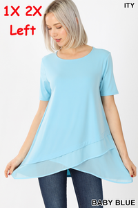 4429 1/4S Overlap Chiffon TOP in BABY BLUE JV-N69B