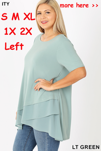 4437 1/4S Overlap Chiffon TOP in LT GREEN