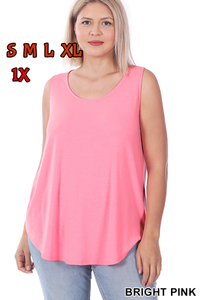 4440 0/0S Round Neck & Hem TOP in BRIGHT PINK JV-T42A