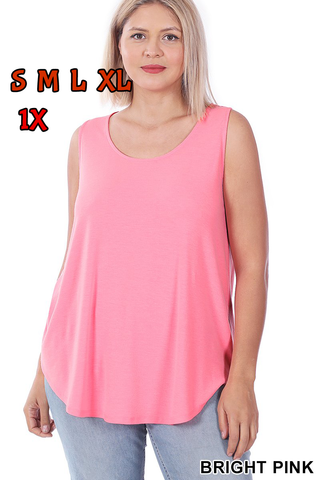 4440 0/0S Round Neck & Hem TOP in BRIGHT PINK JV-T42A