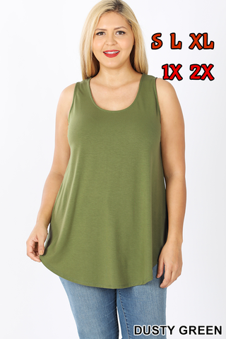 4450 0/0S Round Neck & Hem TOP in DUSTY GREEN JV-K44A