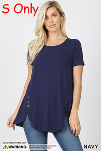 4581 1/4S Dolphin Hem w/ Side Buttons TOP in NAVY
