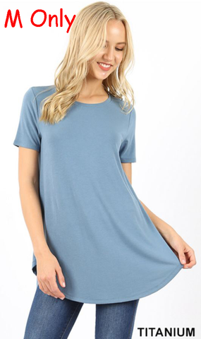 4633 1/4S Round Neck & Hem TOP in TITANIUM