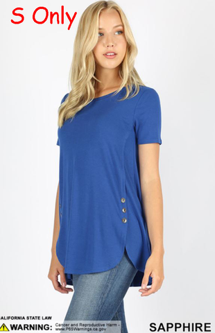 4657 1/4S Dolphin Hem w/ Side Buttons TOP in SAPPHIRE