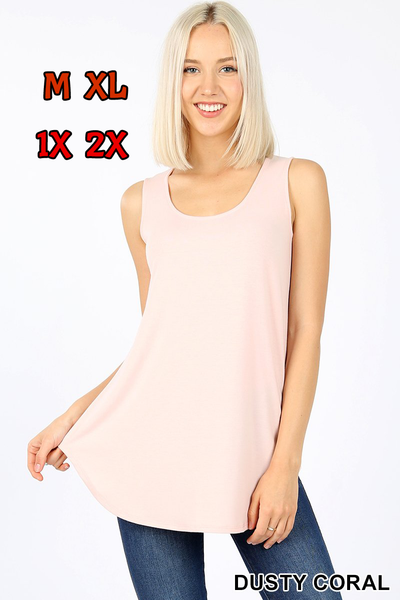 4848 0/0S Round Neck & Hem TOP in DUSTY CORAL JV-A43C
