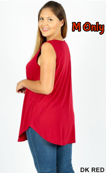 4906 0/0S Round Neck & Hem TOP in DK RED JV-KO