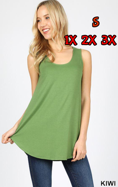 4907 0/0S Round Neck & Hem TOP in KIWI JV-B18B