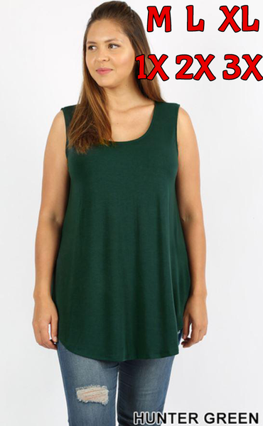 4914 0/0S Round Neck & Hem TOP in HUNTER GREEN JV-N12B