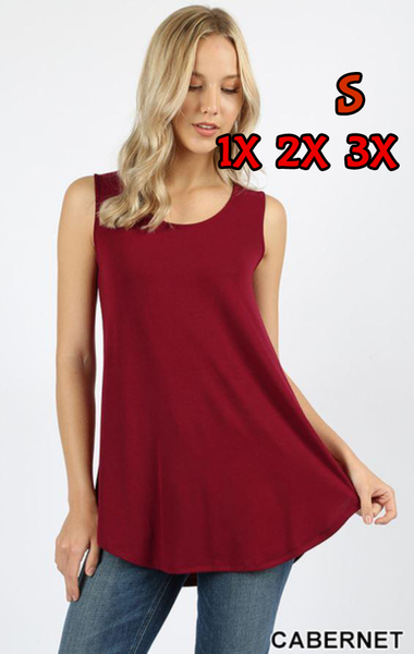 4917 0/0S Round Neck & Hem TOP in CABERNET JV-N7B