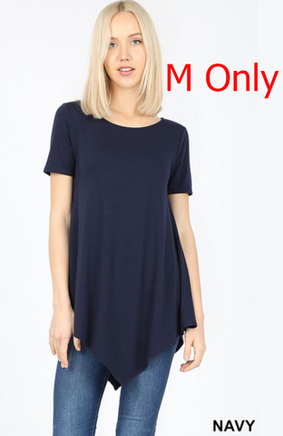 4981 1/4S Triangle Hem Boat Neck TOP in NAVY