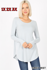 50009 4/4S Round Neck & Hem TOP in GREY MIST
