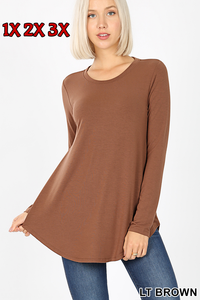 50010 4/4S Round Neck & Hem TOP in LT BROWN