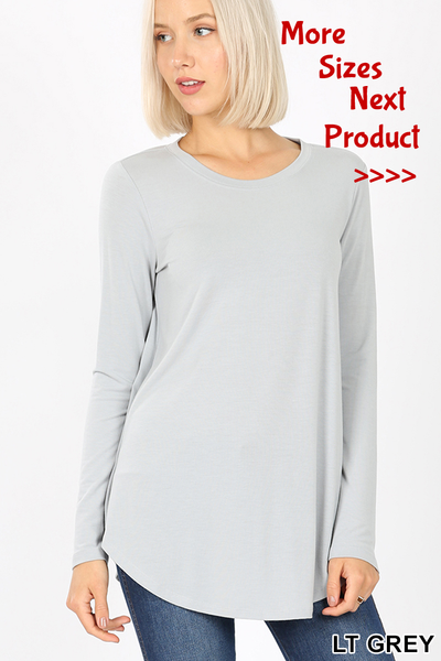 50011 4/4S Round Neck & Hem TOP in LT GREY