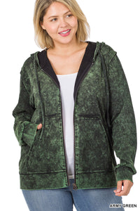 50078 4/4S MW Zipper HOODIE w pkts in ARMY GREEN JV-HA4C G