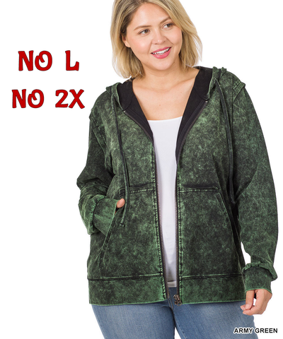 50078 4/4S MW Zipper HOODIE w pkts in ARMY GREEN JV-HA4C G