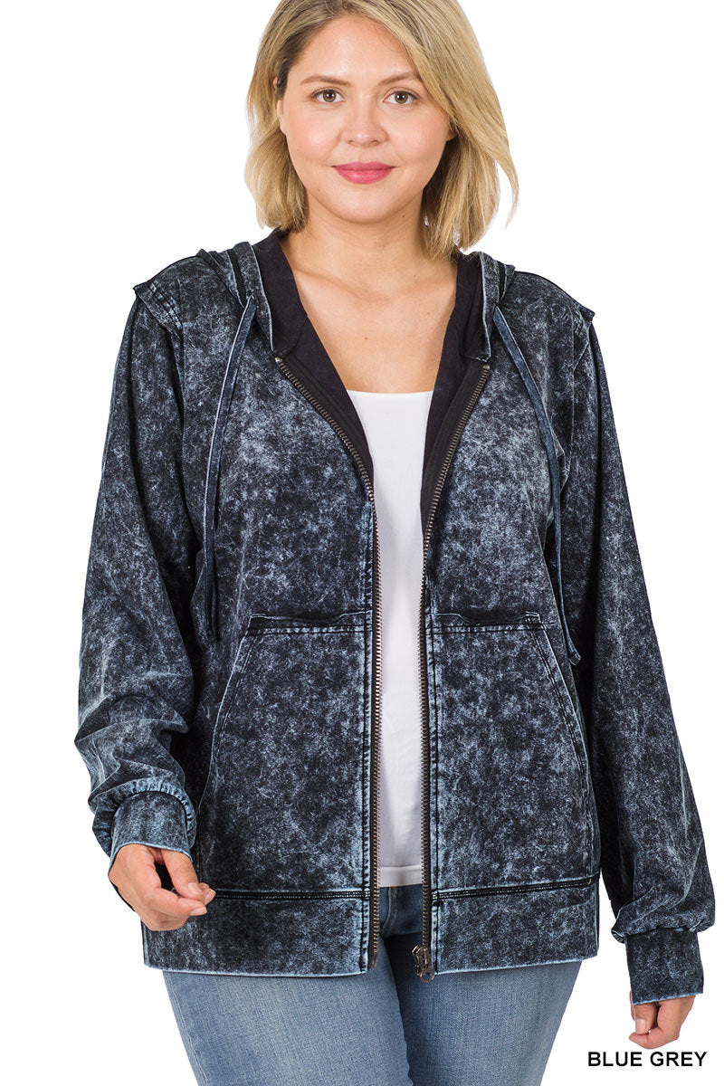 50080 4/4S MW Zipper HOODIE w pkts in BLUE GREY JV-HA3B G