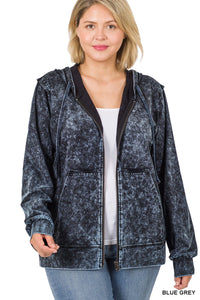 50080 4/4S MW Zipper HOODIE w pkts in BLUE GREY JV-HA3B G