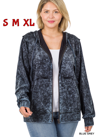 50080 4/4S MW Zipper HOODIE w pkts in BLUE GREY JV-HA3B G