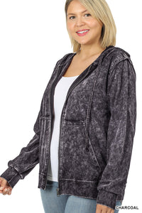 50083 4/4S MW Zipper HOODIE w pkts in CHARCOAL JV-G3B