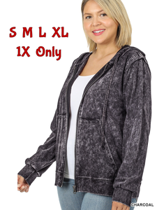 50083 4/4S MW Zipper HOODIE w pkts in CHARCOAL JV-G3B