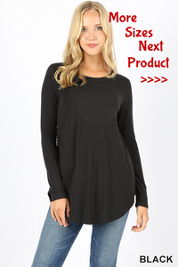 5201 4/4S Round Neck & Hem TOP in BLACK