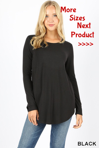 5201 4/4S Round Neck & Hem TOP in BLACK