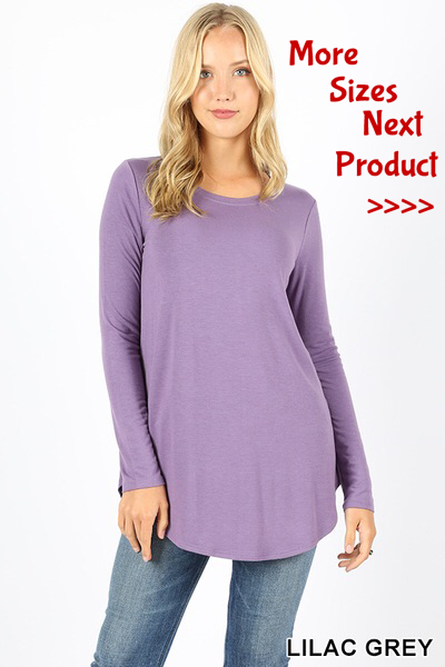 5212 4/4S Round Neck & Hem TOP in LILAC GREY