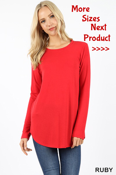 5213 4/4S Round Neck & Hem TOP in RUBY