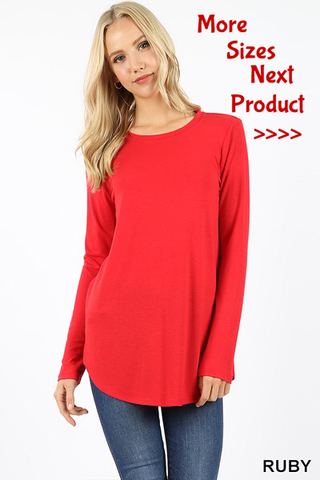 5213 4/4S Round Neck & Hem TOP in RUBY