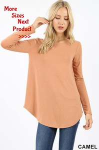 5214 4/4S Round Neck & Hem TOP in CAMEL