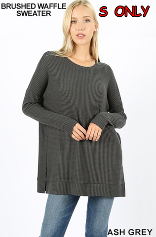 5256 4/4S Thermal Waffle R Neck SWEATERS in ASH GREY