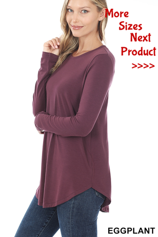 5310 4/4S Round Neck & Hem TOP in EGGPLANT