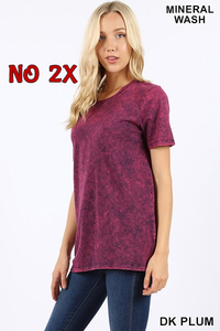 5432 1/4S Mineral Wash Round Neck TOP in DK PLUM