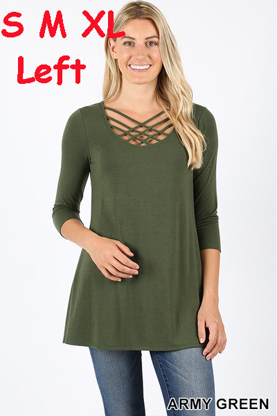 566 3/4S Triple Lattice TOP in ARMY GREEN