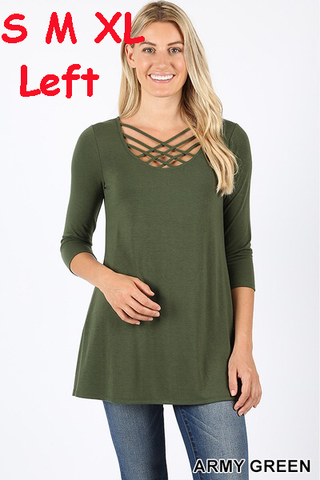 566 3/4S Triple Lattice TOP in ARMY GREEN